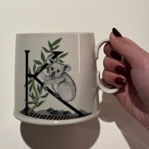 Anthropologie Koala “K” Design Ceramic Mug